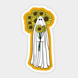 Boho Sunflower Ghost - Halloween Autumn Vibes Sticker
